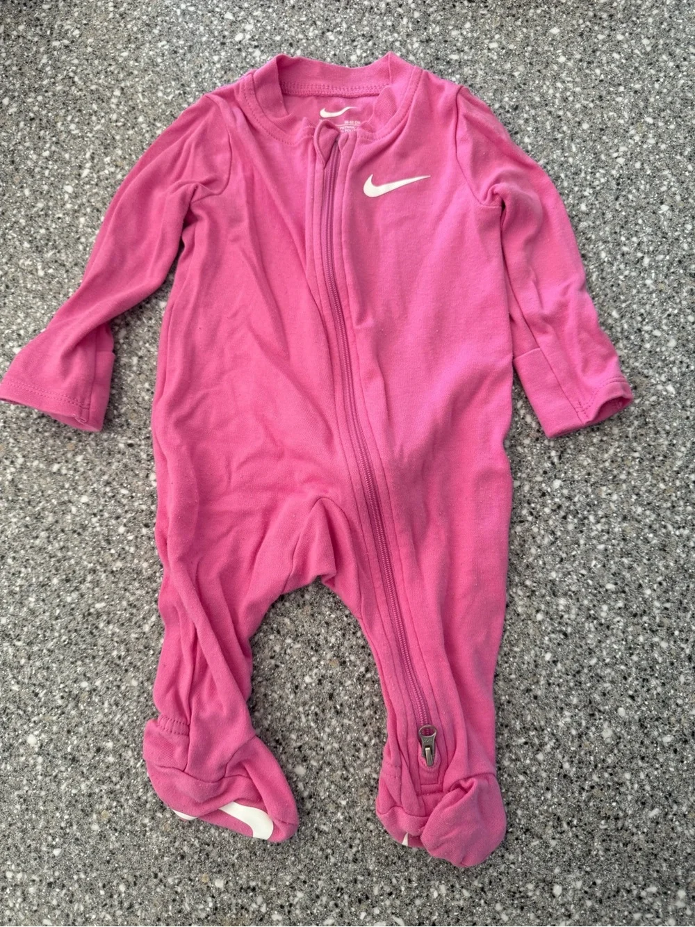 Nike Pink Footed Baby One-Piece Zipper Pajamas